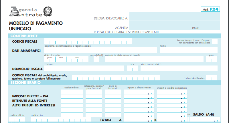 Codice tributo 4001, Mod. F24