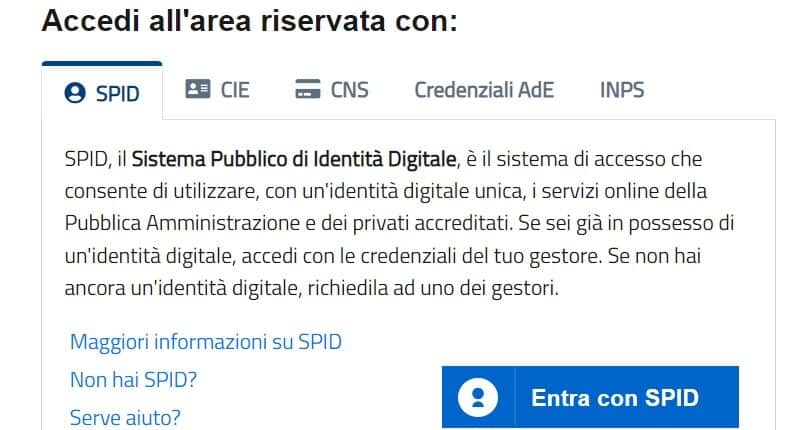 Accedi all'area riservata dell'Agenzia delle Entrate-Riscossione