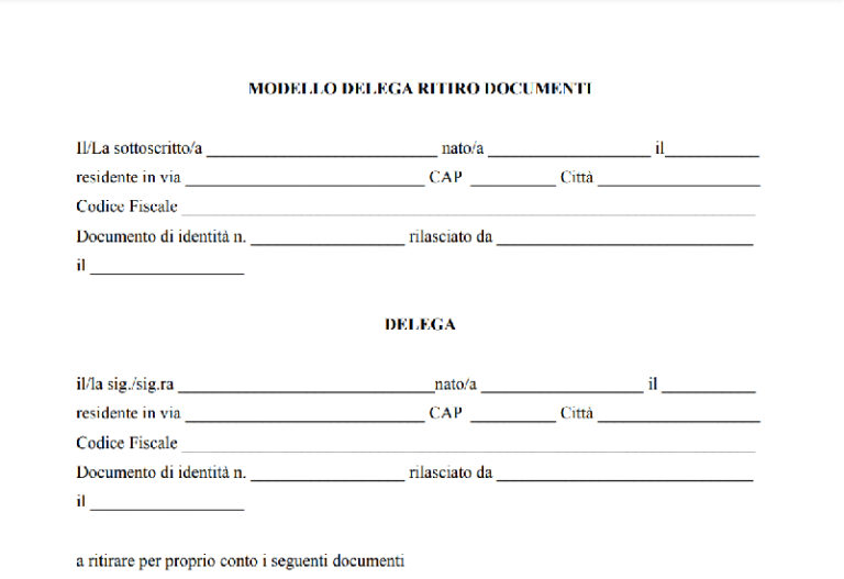 Modello delega ritiro documenti