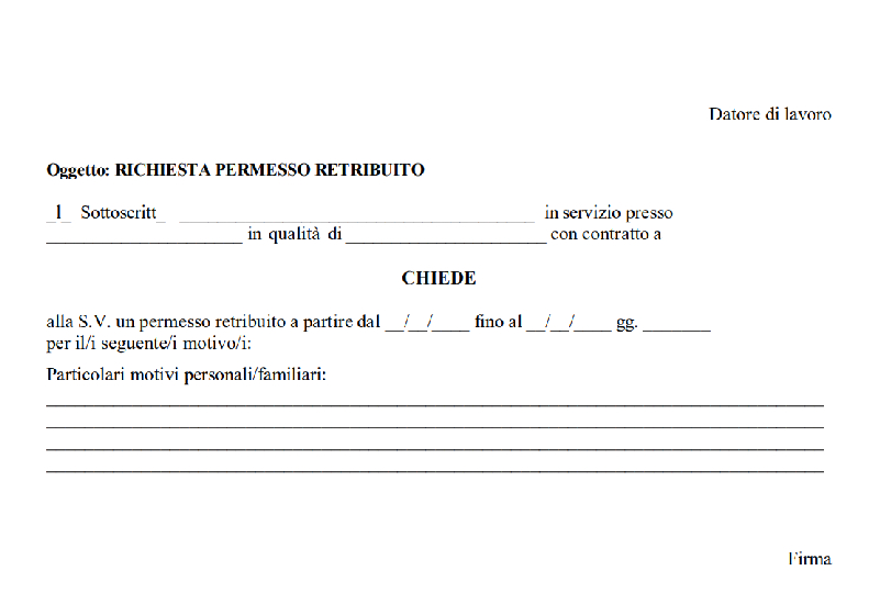 Modello Richiesta Permesso Retribuito Cos E Modulo Editabile