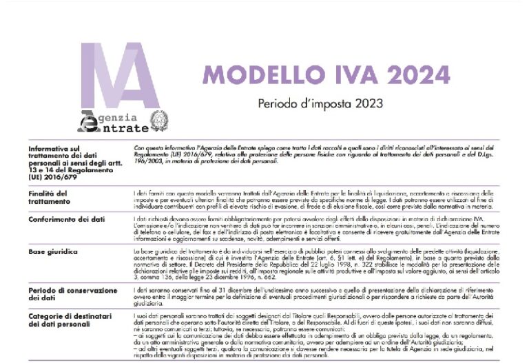 Modello IVA 2024 novità, scadenze, istruzioni