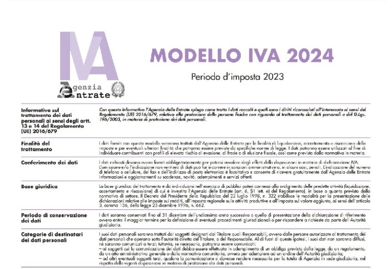 modello iva 2024