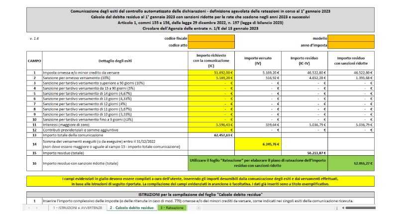 Foglio di calcolo Excel