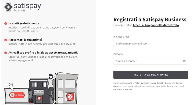 Satispay Business registrazione online