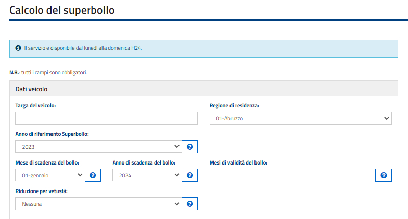 calcolo superbollo