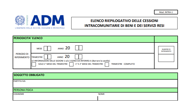 modello Intrastat 2023 fac simile