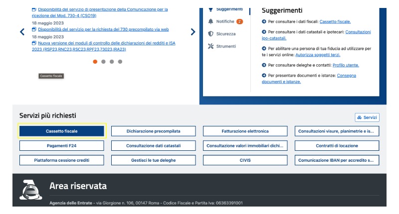 Accesso al cassetto fiscale