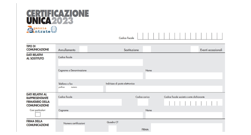 Certificazione Unica 2023 modello