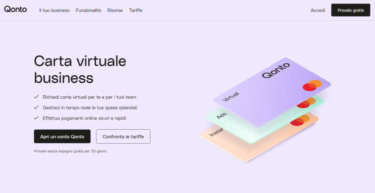 qonto carte virtuali business