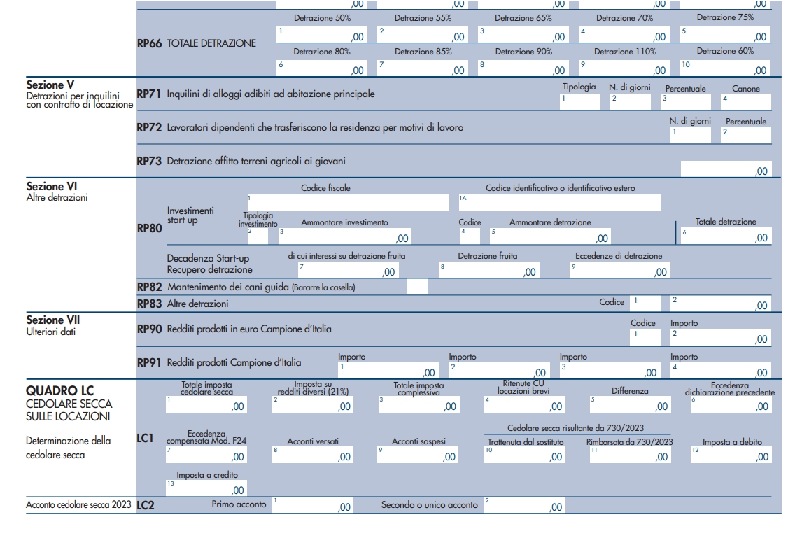 Quadro LC modello redditi