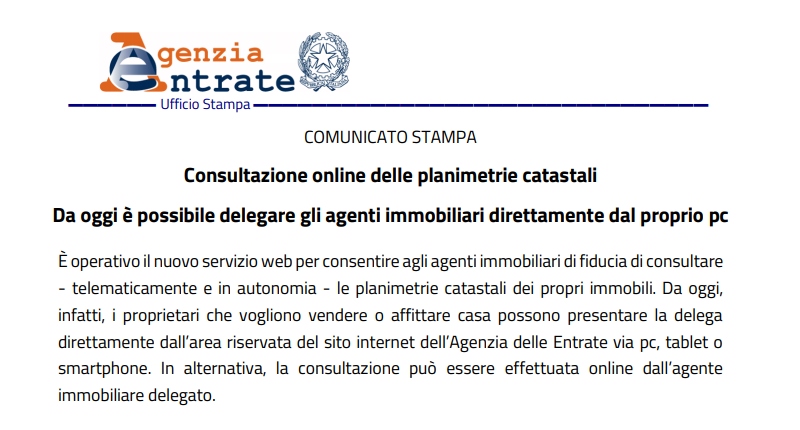 agenzia delle entrate planimetrie catastali