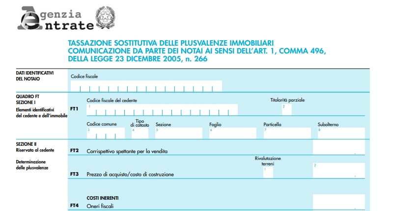 plusvalenza cessione di immobili modello