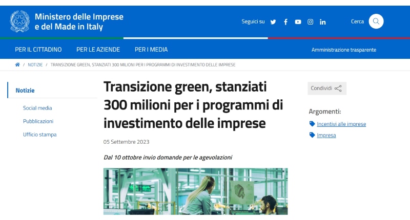 transizione green ministero imprese