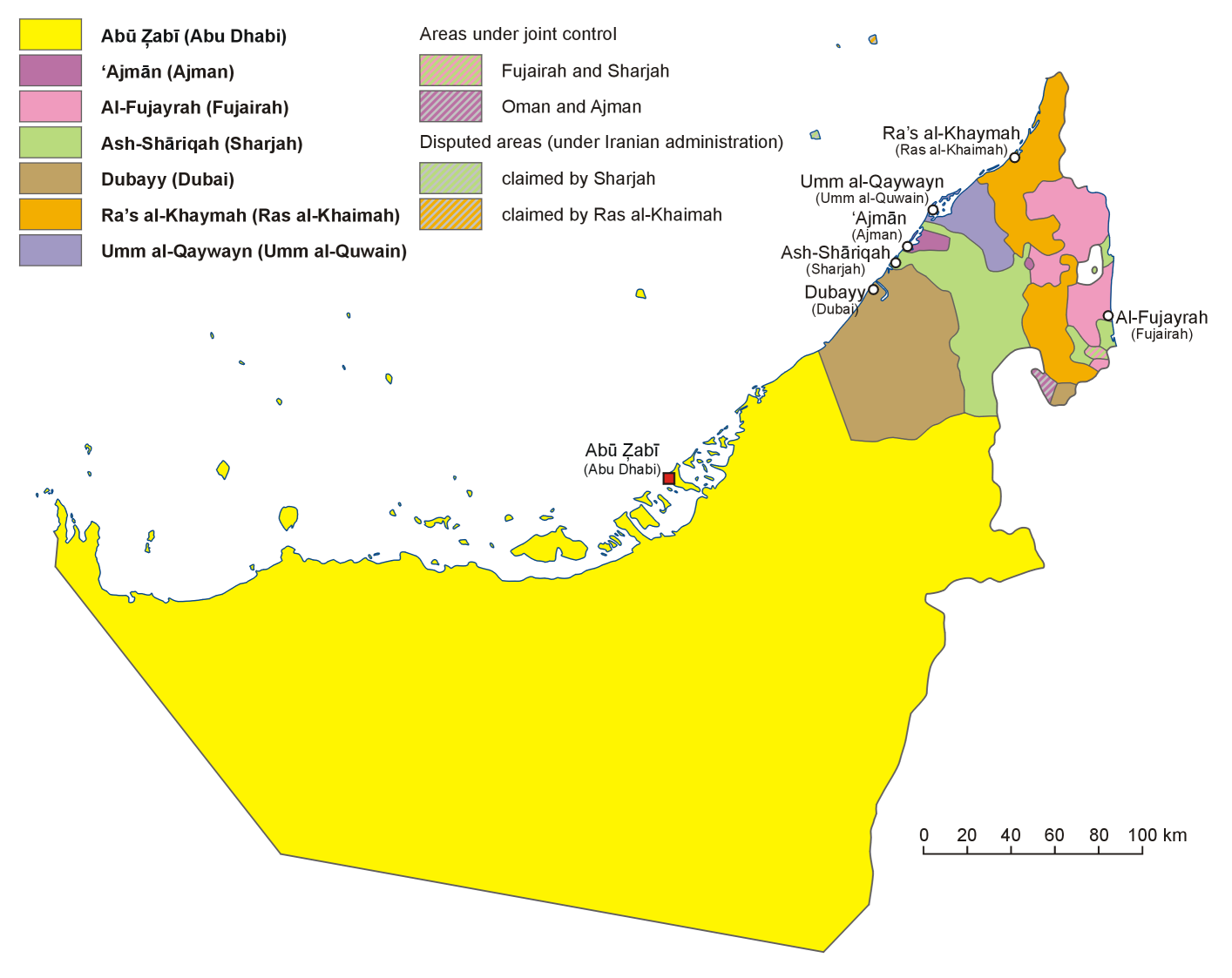 emirati arabi uniti cartina politica