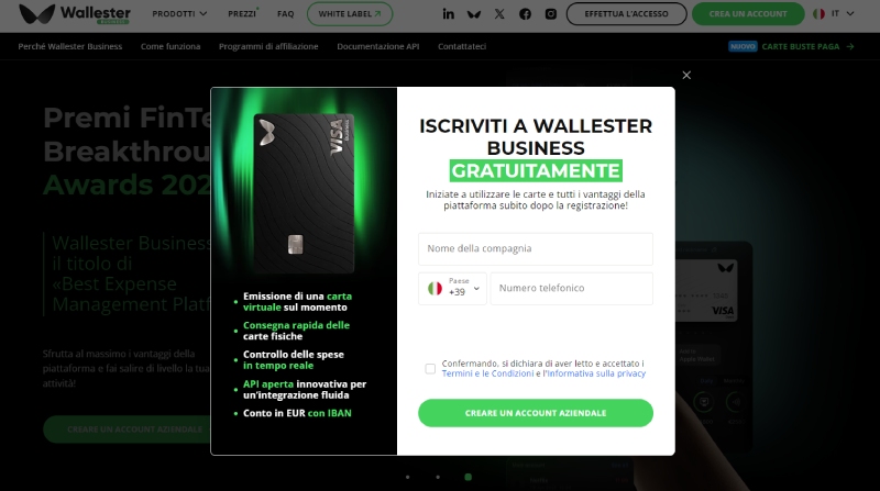 Crea un account Wallester