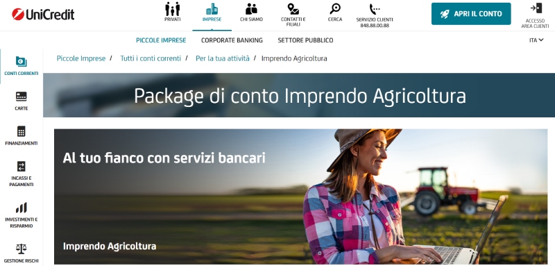 imprendo agricoltura conto unicredit