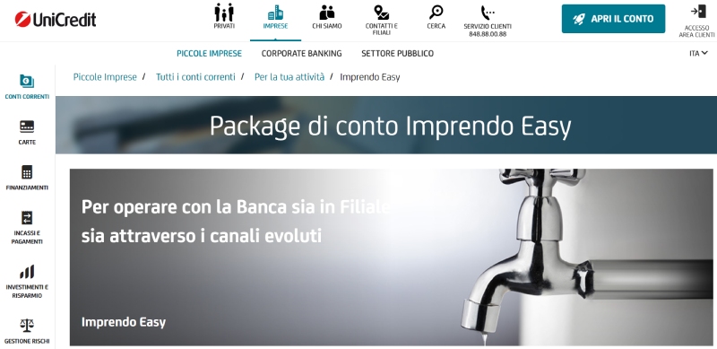 imprendo easy unicredit conto