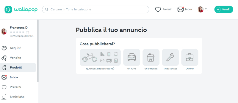 wallapop inserire annuncio