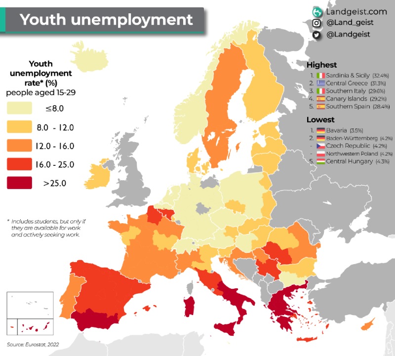 disoccupazione giovanile europa dati