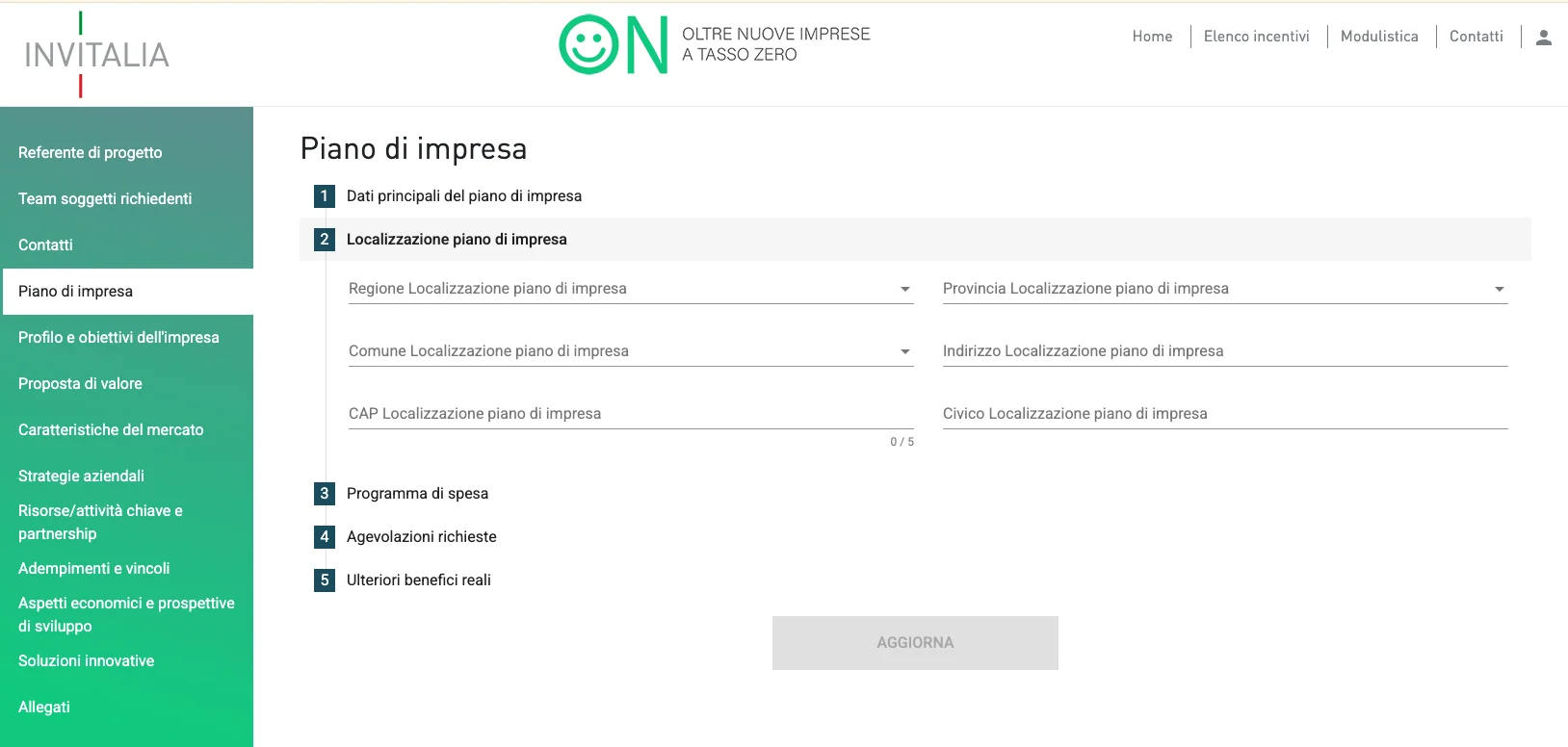 on invitalia piano impresa locazioni