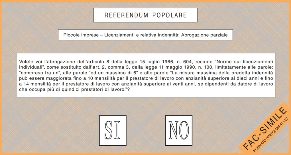 Piccole imprese - Licenziamenti e relativa indennità : abrogazione parziale