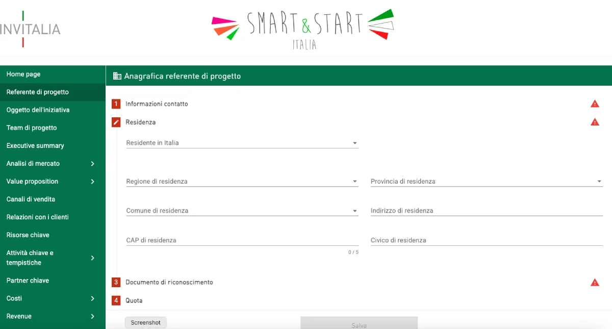 dati residenza smart e start