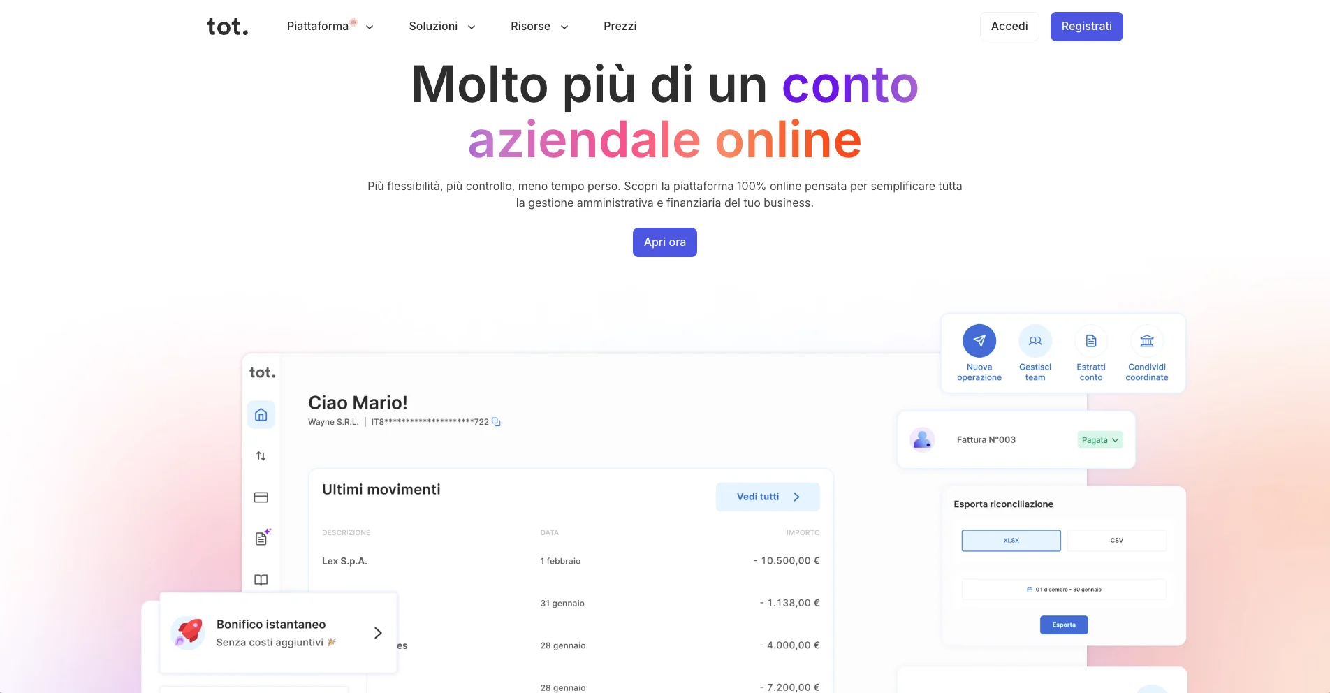 tot conto corrente aziendale