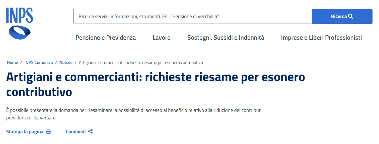 inps richiesta artigiani commercianti