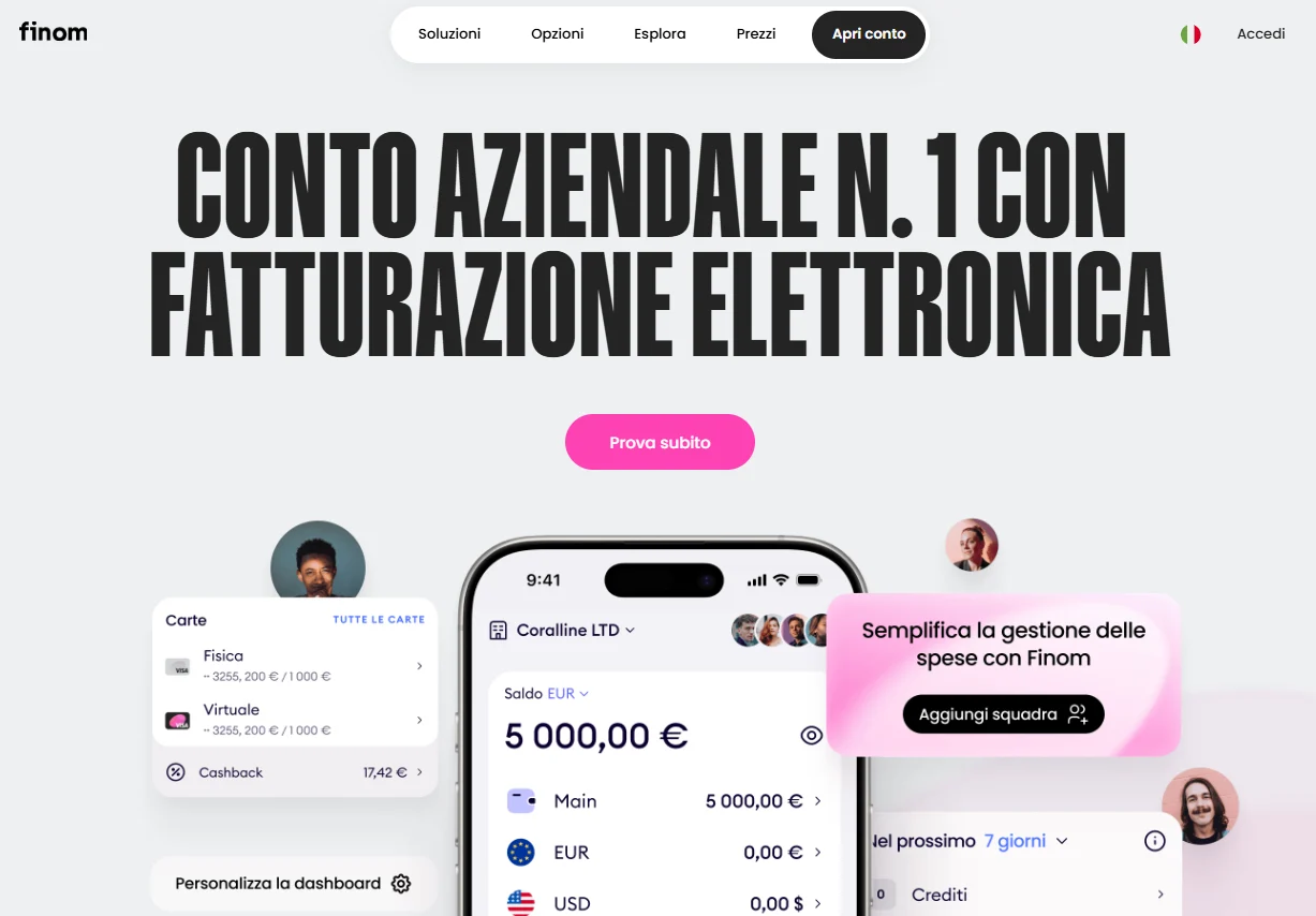 finom conto aziendale partita iva forfettaria